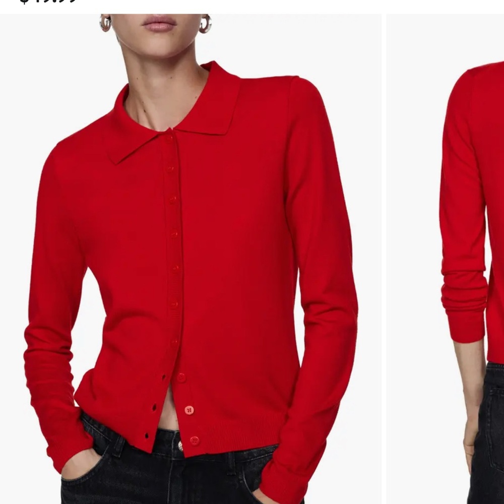Red Women's Sweater Cardigan MANGO SZ XS